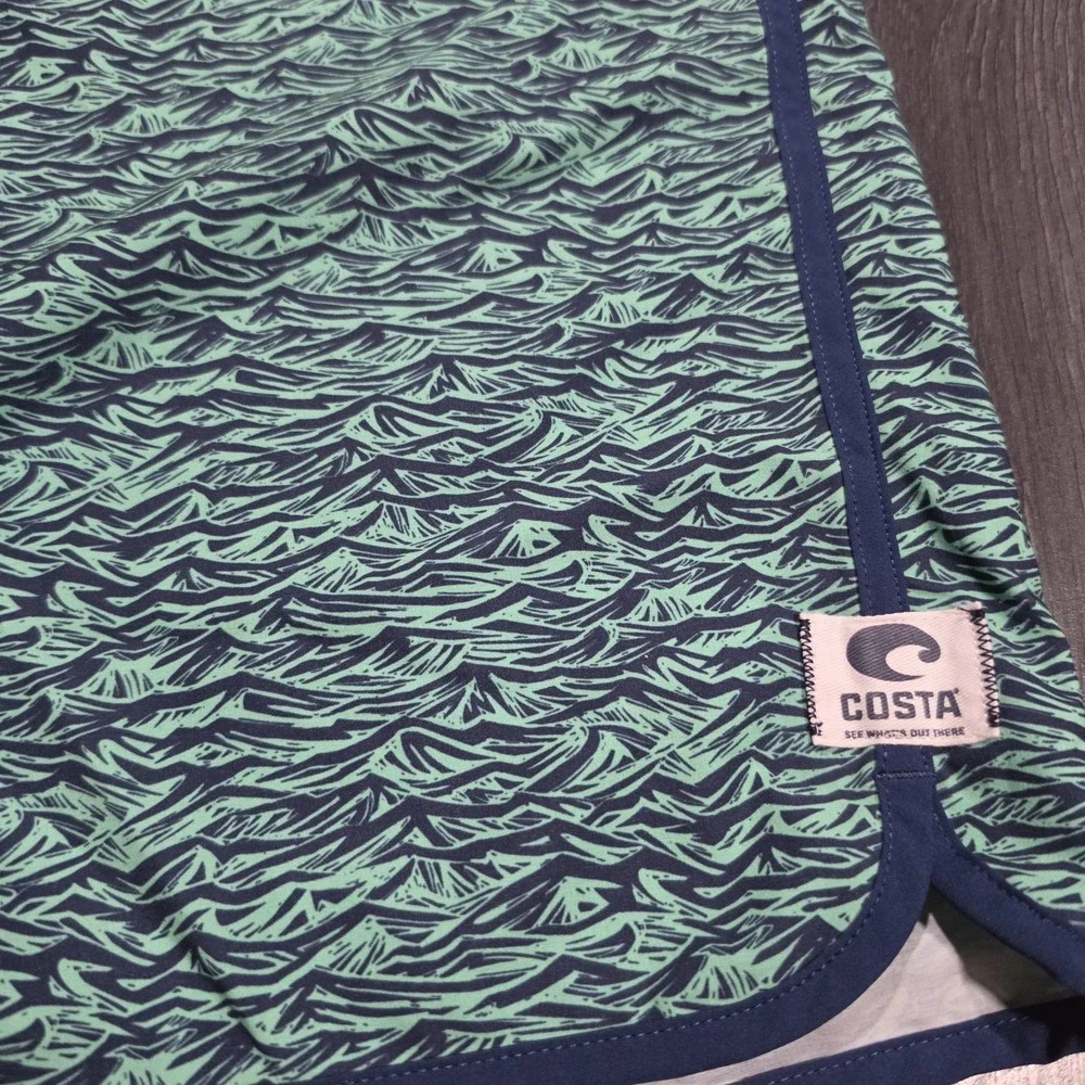 Costa Del Mar Board‎ Shorts Men 40 Green Waves Beach Surf Pool Vacation 8.5